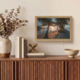 Palmbomen - Hangmat - Strand - Zonsondergang Light Box met kabel (Tafellamp) klein -sfeer2