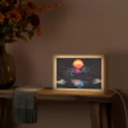 Palmbomen - Neonbergen - Sterrenhemel - Zon Light Box met kabel (Tafellamp) klein -sfeer4