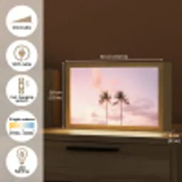 Palmbomen - Paars - Wolken - Lucht Light Box met kabel (Tafellamp) klein -USP_EN