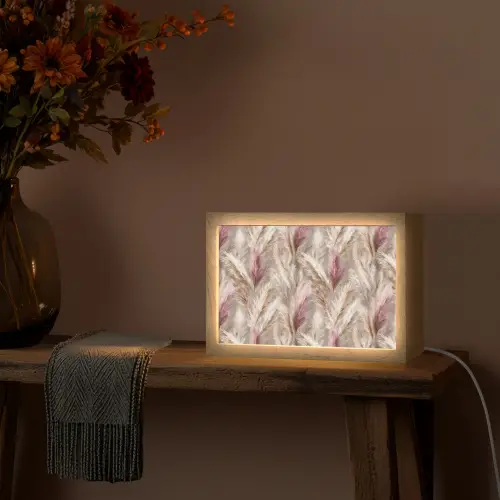 Pampasgras - Pluizig - Kleurrijk Light Box met kabel (Tafellamp) klein 924 -sfeer4
