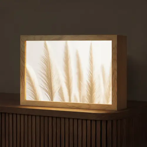 Pampas gras - Pluimen - Beige - Natuur Light Box met kabel (Tafellamp) klein -z3d_website