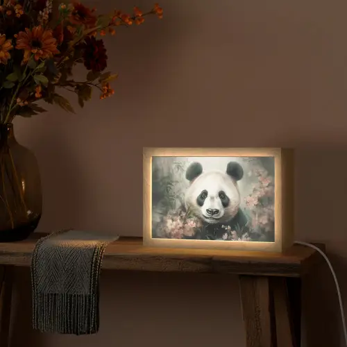Panda - Dieren - Bloemen - Planten Light Box met kabel (Tafellamp) klein -sfeer4