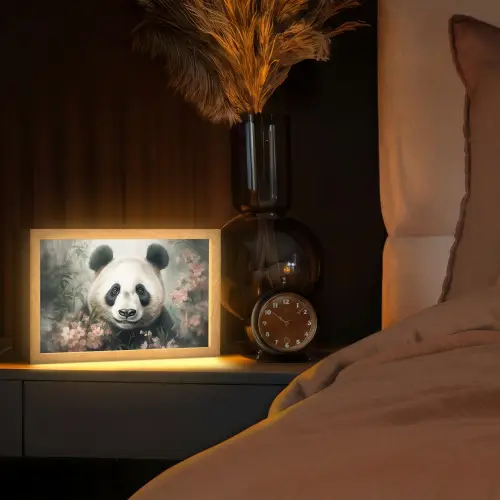 Panda - Dieren - Bloemen - Planten Light Box met kabel (Tafellamp) klein -sfeer1