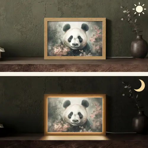 Panda - Dieren - Bloemen - Planten Light Box met kabel (Tafellamp) klein -sfeer3