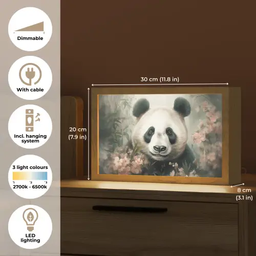 Panda - Dieren - Bloemen - Planten Light Box met kabel (Tafellamp) klein -USP_EN