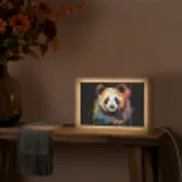 Panda - Graffiti - Dieren - Zwart - Kleuren Light Box met kabel (Tafellamp) klein -sfeer4