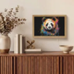 Panda - Graffiti - Dieren - Zwart - Kleuren Light Box met kabel (Tafellamp) klein -sfeer2