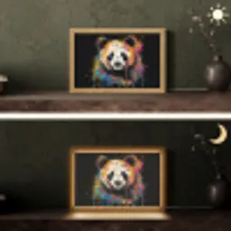 Panda - Graffiti - Dieren - Zwart - Kleuren Light Box met kabel (Tafellamp) klein -sfeer3