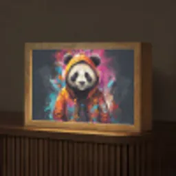 Panda - Jas - Graffiti - Oranje Light Box met kabel (Tafellamp) klein -z3d_website
