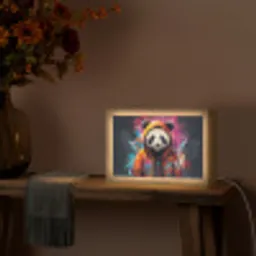 Panda - Jas - Graffiti - Oranje Light Box met kabel (Tafellamp) klein -sfeer4