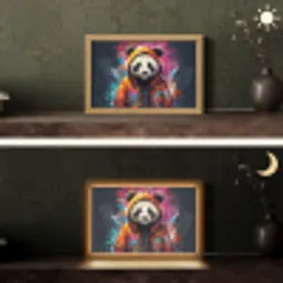 Panda - Jas - Graffiti - Oranje Light Box met kabel (Tafellamp) klein -sfeer3