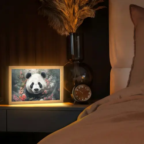 Panda - Wilde dieren - Bloemen - Natuur Light Box met kabel (Tafellamp) klein -sfeer1