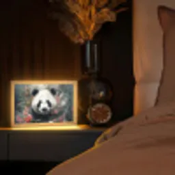 Panda - Wilde dieren - Bloemen - Natuur Light Box met kabel (Tafellamp) klein -sfeer1