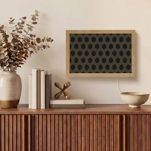 Parallel - Goud - Zwart - Bijenraatmotief Light Box met kabel (Tafellamp) klein 924 -sfeer2