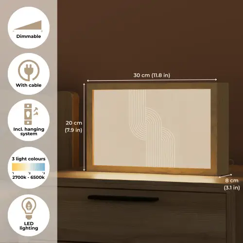 Parallelle lijnen - Lichte textuur - Beige Light Box met kabel (Tafellamp) klein -USP_EN