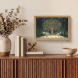 Feestboom - Winterhemel - Kleurrijk Light Box met kabel (Tafellamp) klein -sfeer2