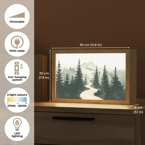 Pad - Bomen - Bos - Illustratie Light Box met kabel (Tafellamp) klein -USP_EN