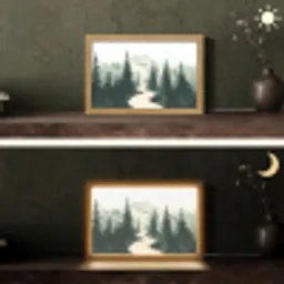 Pad - Bomen - Bos - Illustratie Light Box met kabel (Tafellamp) klein -sfeer3