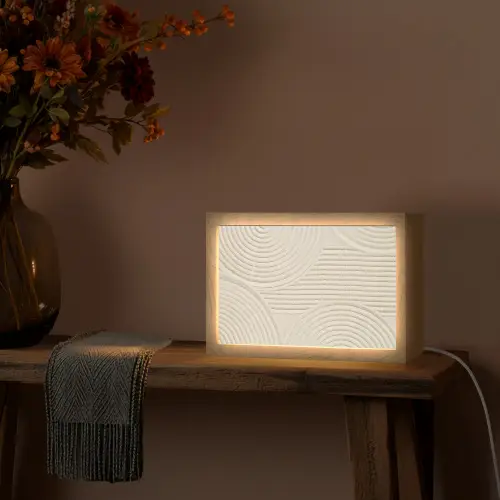 Patroon - Abstract - Wit Light Box met kabel (Tafellamp) klein -sfeer4