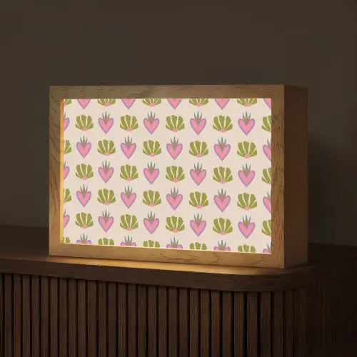 Patroon - Beige - Hartjes - Bloemen Light Box met kabel (Tafellamp) klein 924 -z3d_website