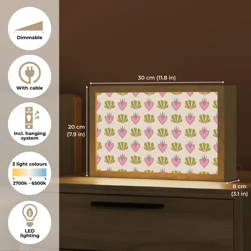 Patroon - Beige - Hartjes - Bloemen Light Box met kabel (Tafellamp) klein 924 -USP_EN