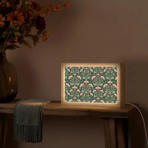 Patroon - Botanisch - Kleurrijk Light Box met kabel (Tafellamp) klein 924 -sfeer4
