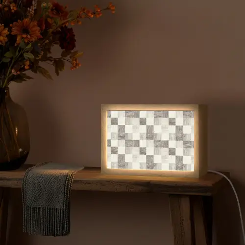 Patroon - Dambord - Houtnerf Light Box met kabel (Tafellamp) klein 924 -sfeer4