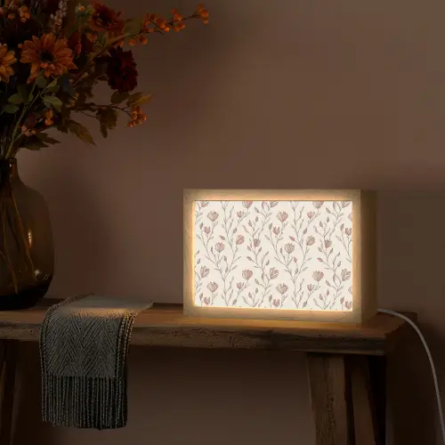 Patroon - Klassiek - Roze Light Box met kabel (Tafellamp) klein 924 -sfeer4