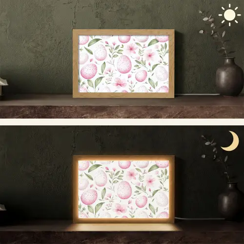Patroon - Eieren - Roze - Pasen Light Box met kabel (Tafellamp) klein -sfeer3