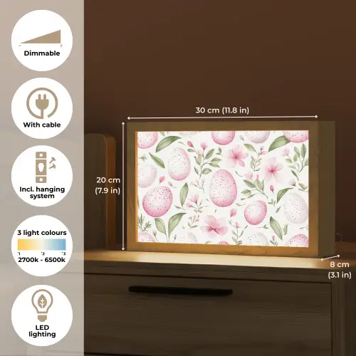 Patroon - Eieren - Roze - Pasen Light Box met kabel (Tafellamp) klein -USP_EN