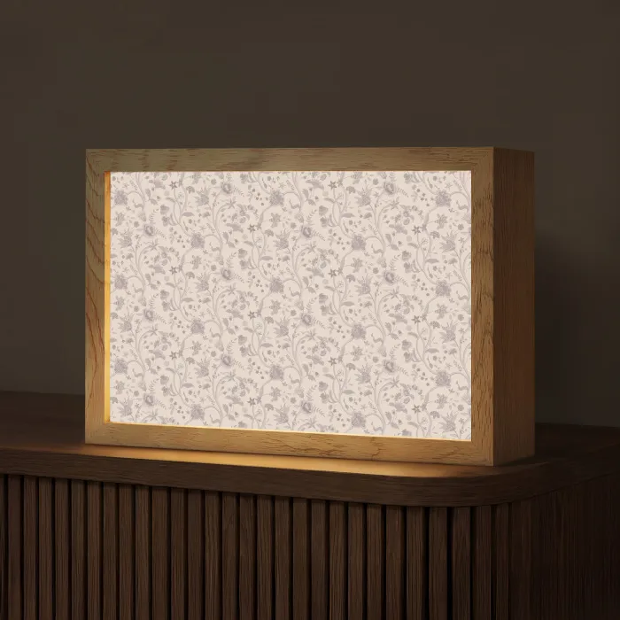 Patroon - Bloemen - Paars Light Box met kabel (Tafellamp) klein 924 -z3d_website