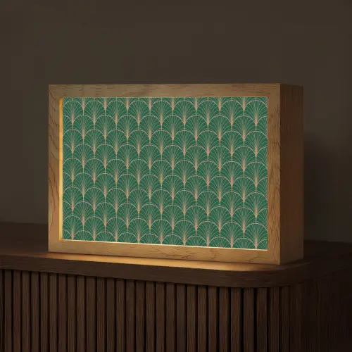 Patroon - Groen - Goud - Symmetrisch Light Box met kabel (Tafellamp) klein 924 -z3d_website