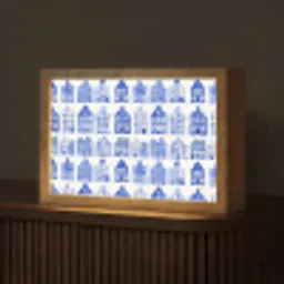 Patroon - Huizen - Blauw Light Box met kabel (Tafellamp) klein 924 -z3d_website