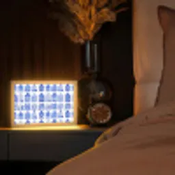 Patroon - Huizen - Blauw Light Box met kabel (Tafellamp) klein 924 -sfeer1