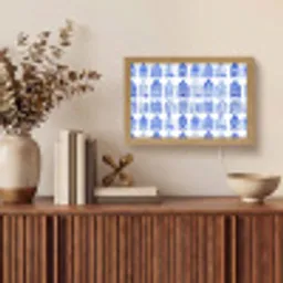 Patroon - Huizen - Blauw Light Box met kabel (Tafellamp) klein 924 -sfeer2