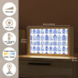 Patroon - Huizen - Blauw Light Box met kabel (Tafellamp) klein 924 -USP_EN