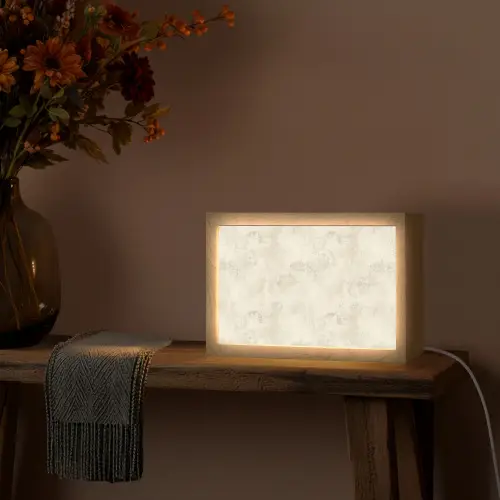 Patroon - Organisch - Beige Light Box met kabel (Tafellamp) klein 924 -sfeer4