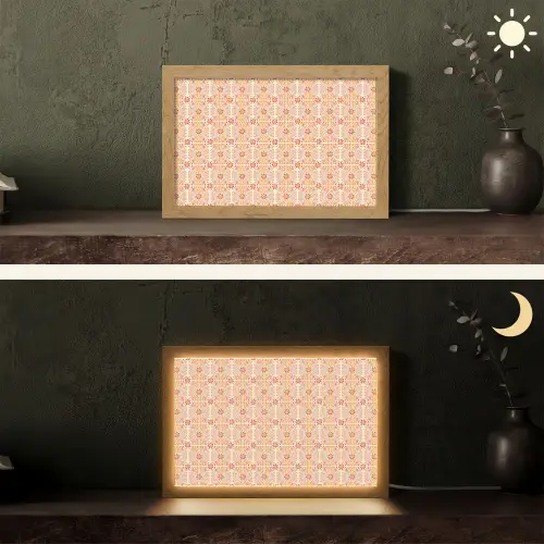 Patroon - Retro - Kleur Light Box met kabel (Tafellamp) klein 924 -sfeer3