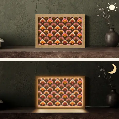 Patroon - Retro - Kleurrijk Light Box met kabel (Tafellamp) klein 924 -sfeer3