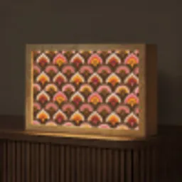 Patroon - Retro - Kleurrijk Light Box met kabel (Tafellamp) klein 924 -z3d_website