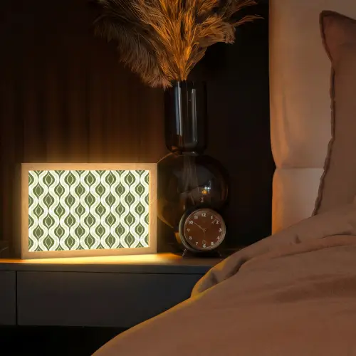 Patroon - Retro - Groen Light Box met kabel (Tafellamp) klein 924 -sfeer1
