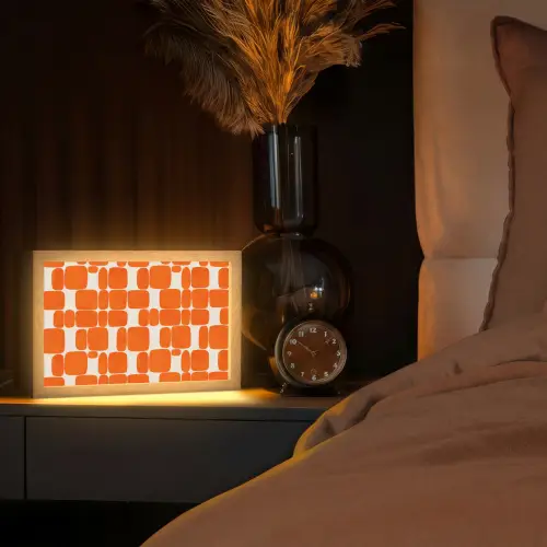 Patroon - Retro - Oranje Light Box met kabel (Tafellamp) klein 924 -sfeer1