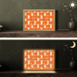 Patroon - Retro - Oranje Light Box met kabel (Tafellamp) klein 924 -sfeer3