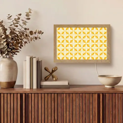 Patroon - Retro - Geel Light Box met kabel (Tafellamp) klein 924 -sfeer2