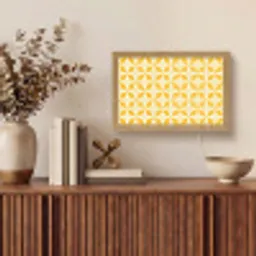 Patroon - Retro - Geel Light Box met kabel (Tafellamp) klein 924 -sfeer2