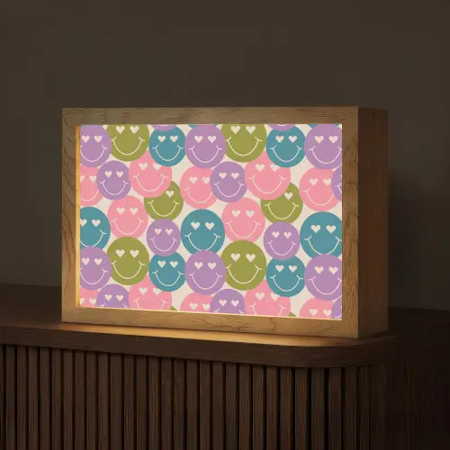 Patroon - Smiley - Kleurrijk - Hartjes Light Box met kabel (Tafellamp) klein 924 -z3d_website
