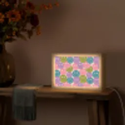 Patroon - Smiley - Kleurrijk - Hartjes Light Box met kabel (Tafellamp) klein 924 -sfeer4