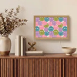 Patroon - Smiley - Kleurrijk - Hartjes Light Box met kabel (Tafellamp) klein 924 -sfeer2