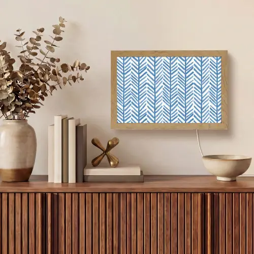 Patroon - Streep - Blauw Light Box met kabel (Tafellamp) klein 924 -sfeer2