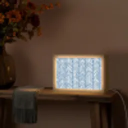 Patroon - Streep - Blauw Light Box met kabel (Tafellamp) klein 924 -sfeer4